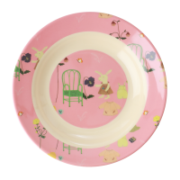 Pink Bunny Rabbit Print Kids Melamine Bowl By Rice DK